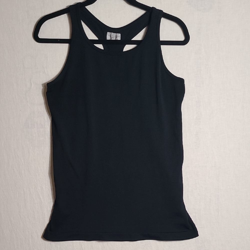 Athleta Seamless Ribbed Black Racerback Tank Top Size XL
